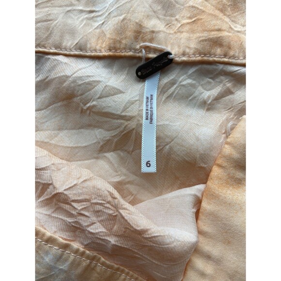 Free People Womens Martine Flirt Tie Dye Skirt Size 6 Peach Front Slit A-line - Picture 5 of 15